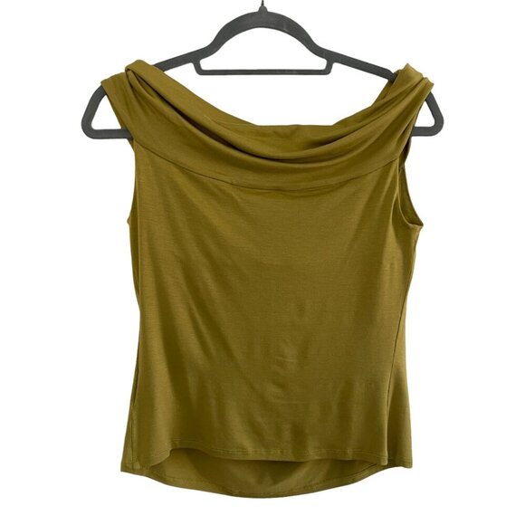 MaxMara Olive Green Embellished Cowl Neck Sleeveless Top Size M Stretch - Picture 2 of 8